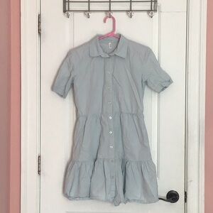Blue button up dress for girls